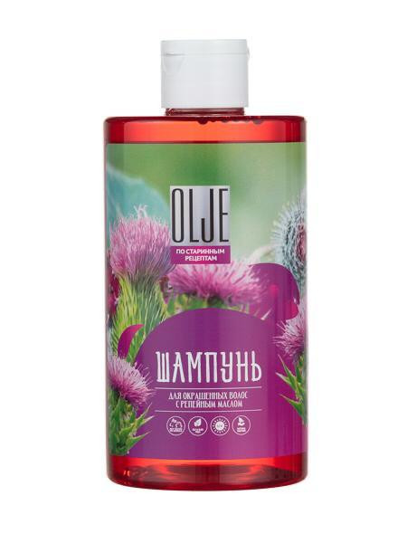 OLJE Натуральный шампунь для окрашенных волос с репейным маслом для поврежденных волос 450 мл в Омске