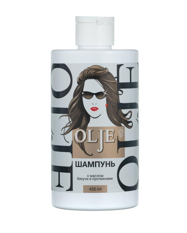 OLJE. Шампунь женский с маслом бакучи и протеинами, 450 мл в Омске