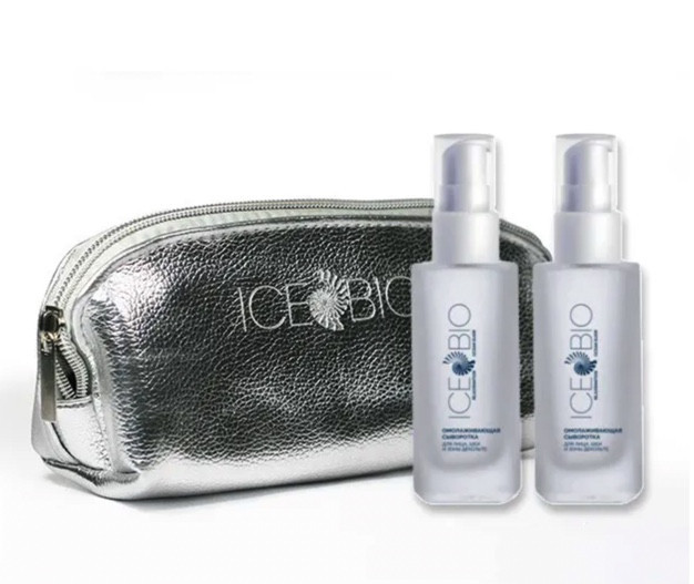 ICE BIO. Набор Сыворотка  2 шт омолаживающая для лица, шеи и зоны декольте 30мл, в косметичке в Омске